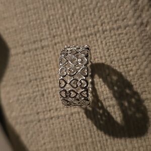 Silver hearts ring